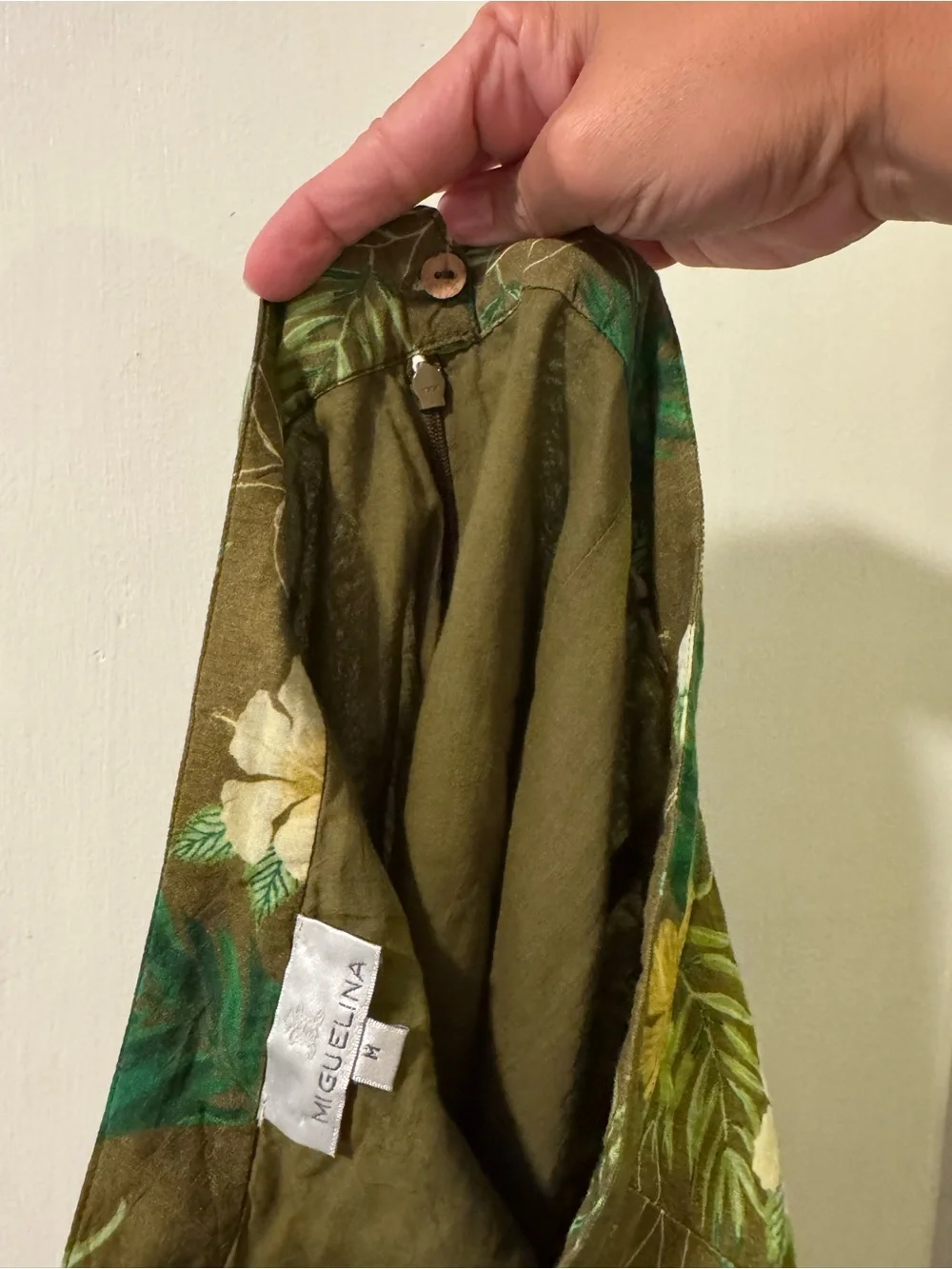 Miguelina Olive Tropical Floral Cotton-Blend Shorts